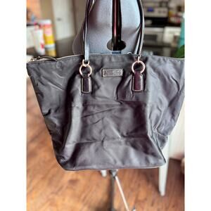 Dooney & Bourke Black Nylon Tote Bag with Leather Trim & Pink Interior